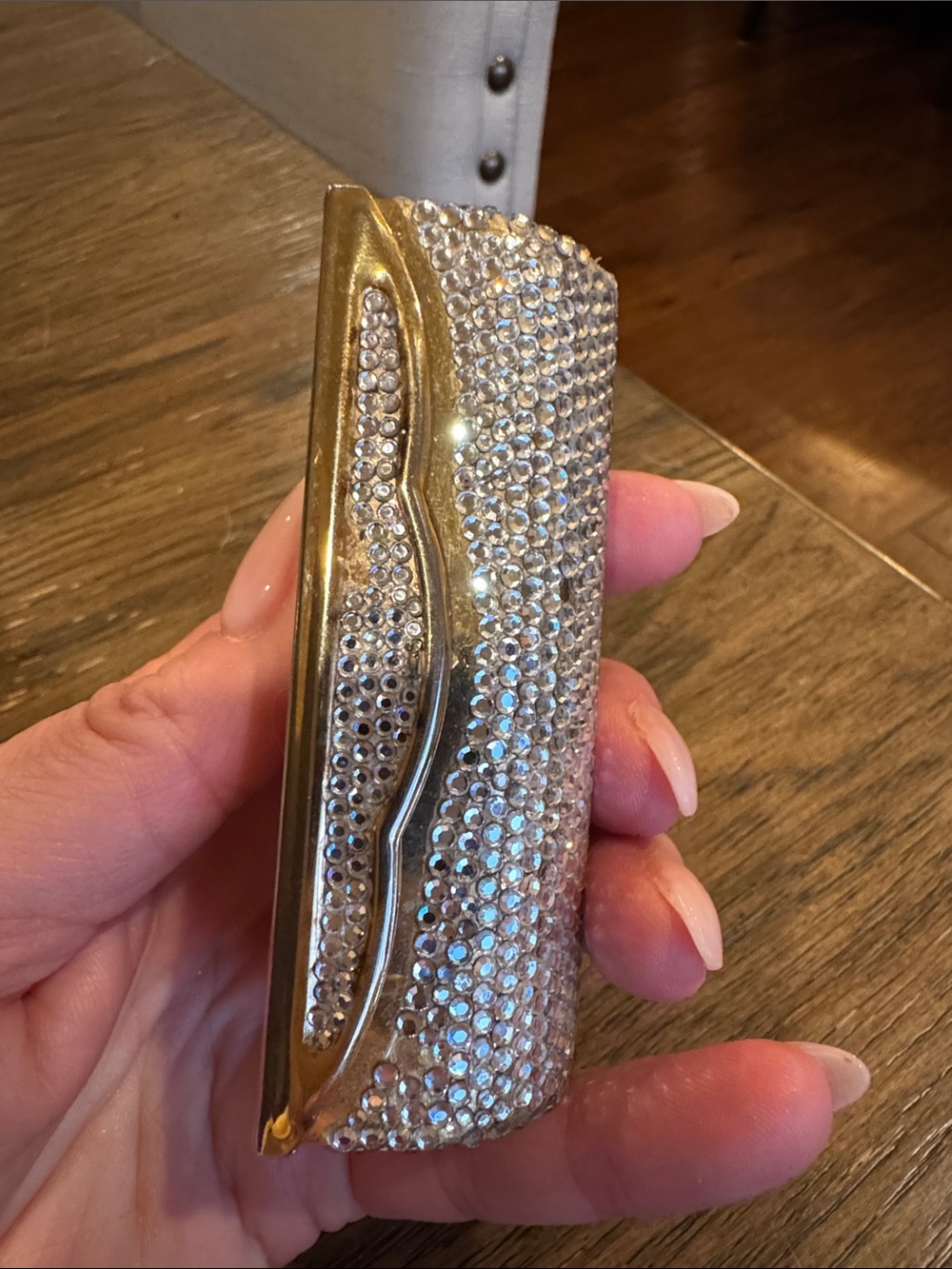 Judith Leiber Crystal Embellished Gold lipstick holder - Picture 10 of 10